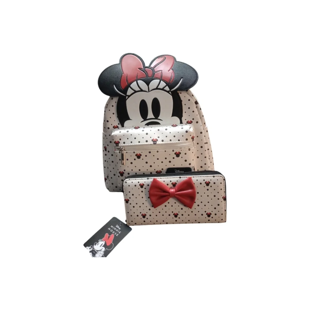 Minnie Mouse Backpack & Wallet Set - Black, White, Red NWT